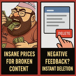 DKLegend meme about bugged server, greedy admin, and silencing feedback